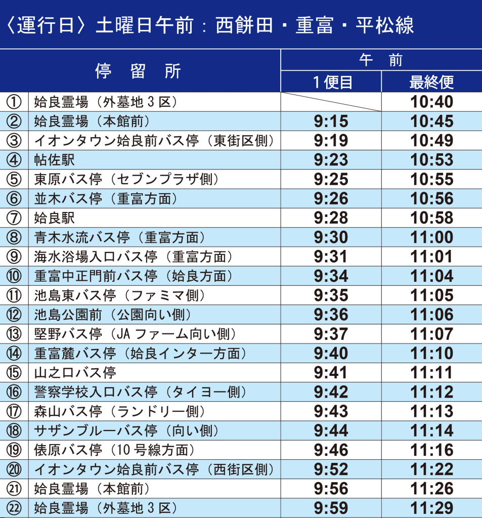 ①毎週土曜日午前